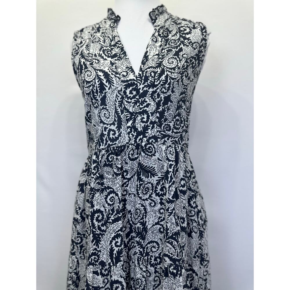 Maeve Anthropologie Marya Maxi Dress XS Petite Black White Paisley Sleeveless - Picture 2 of 12